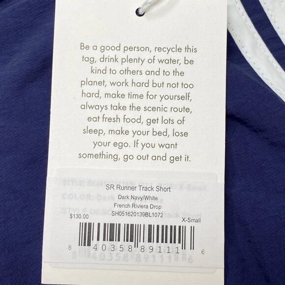 Sporty & Rich Women’s French Riviera Track Stripe Logo Shorts – Navy/White – XS - Picture 6 of 6